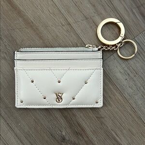 Victoria Secret Stylish White Card Holder with Gold Accents